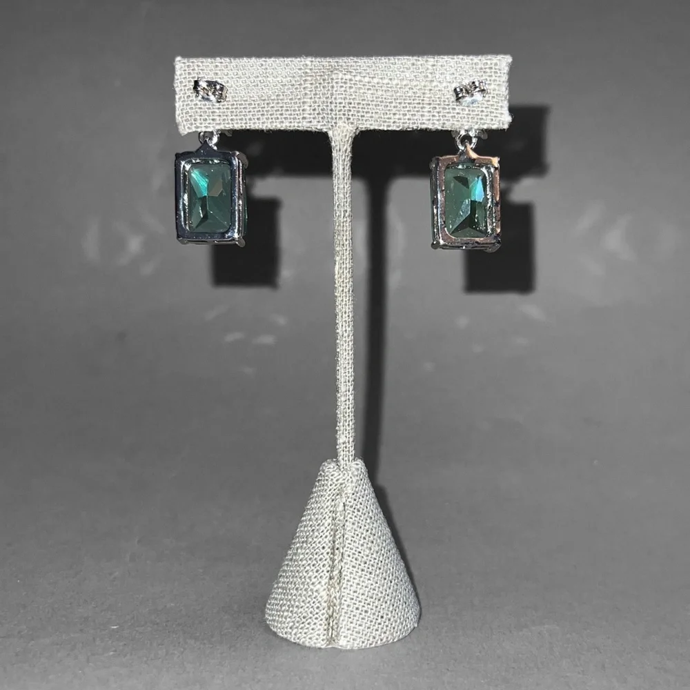 Double Emerald Cut Dangle Earrings - Picture 5 of 5
